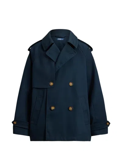 Polo Ralph Lauren Buttoned Cotton Twill Jacket In Blue