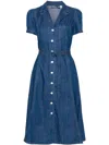 Polo Ralph Lauren Buttoned Denim Midi Dress In Blau