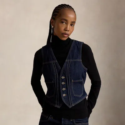 Polo Ralph Lauren Buttoned Denim Vest In Cassis Wash