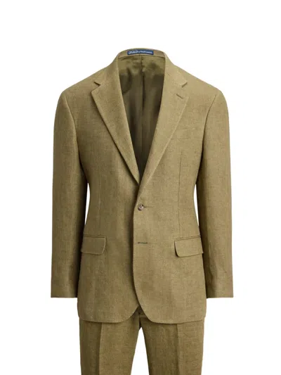Polo Ralph Lauren Buttoned Linen Suit In Green