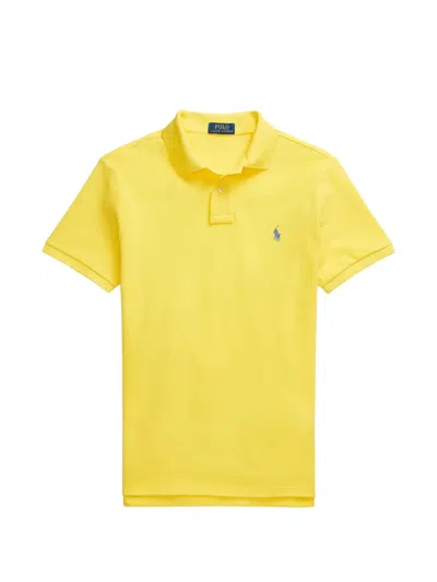 Polo Ralph Lauren Buttoned Logo-embroidered Polo Shirt In Yellow