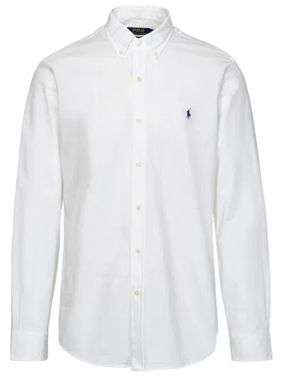 Polo Ralph Lauren Long-sleeved Button-down Shirt With Tailored Fit In White