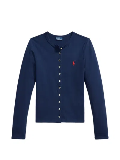 Polo Ralph Lauren Buttoned Long-sleeved Cardigan In Blue