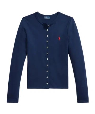 Polo Ralph Lauren Buttoned Long-sleeved Cardigan In Blue