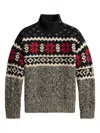 Polo Ralph Lauren Buttoned Patterned Pullover In Gray