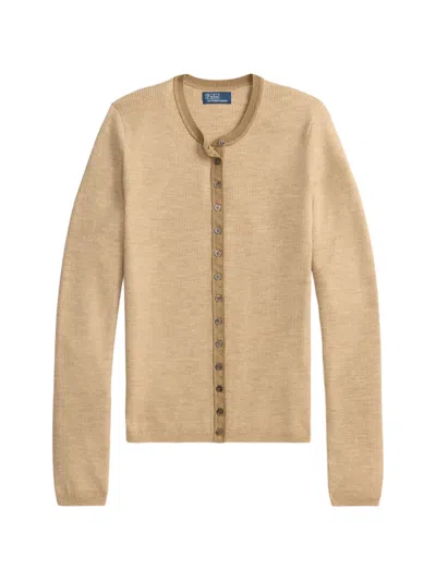 Polo Ralph Lauren Buttoned Ribbed-knit Cardigan In Brown