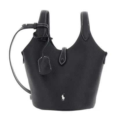Polo Ralph Lauren Buttoned Shoulder Bag In Black