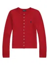 Polo Ralph Lauren Classic Button-down Cardigan With Subtle Logo In Red