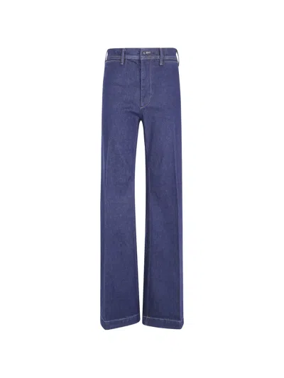 Polo Ralph Lauren Button-pocket Wide-leg Jeans In Blue