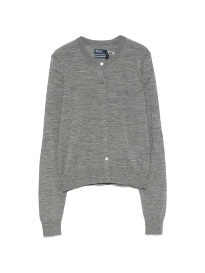 Polo Ralph Lauren Button-up Wool Cardigan In Gray