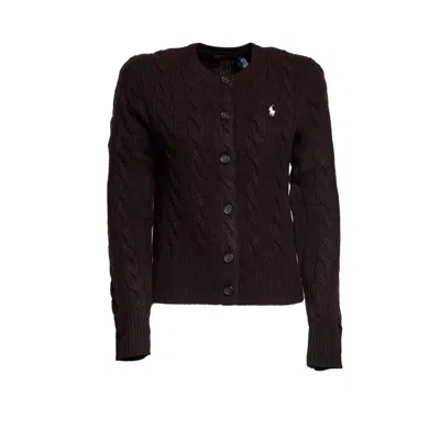 Polo Ralph Lauren Cable Cardigan In Brown