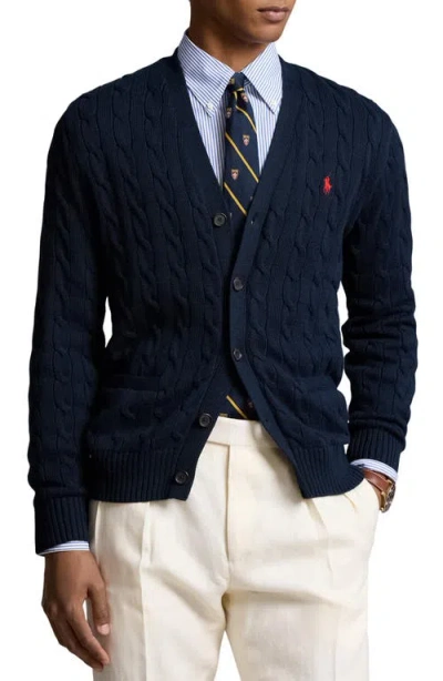 Polo Ralph Lauren Cable Cotton Cardigan In Hunter Navy
