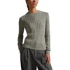 Polo Ralph Lauren Cable Cotton Crewneck Sweater In Green