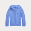 Polo Ralph Lauren Kids' Cable Cotton Hooded Full-zip Sweater In Harbor Island Blue