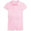 Polo Ralph Lauren Ralph Lauren Cable Cotton Polo Sweater & Shorts Set In Bath Pink