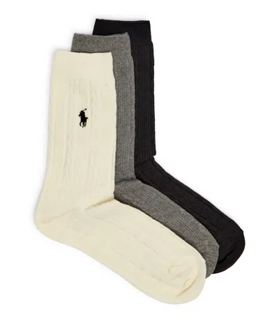 Polo Ralph Lauren Cable Crew Sock 3 Pack In Multi