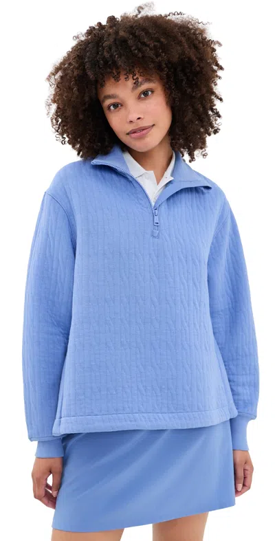 Polo Ralph Lauren Cable Jacquard Mockneck Sweatshirt Blue Mist
