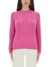 Polo Ralph Lauren Fuchsia Wool Blend Sweater In Pink