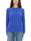 Polo Ralph Lauren Blu Porto Melange Wool And Cashmere Braided Sweater In Blue