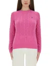 Polo Ralph Lauren Fuchsia Wool Blend Sweater In Pink