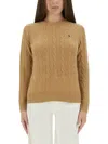 Polo Ralph Lauren Maglia A Trecce In Brown