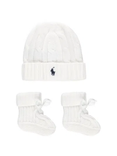 Polo Ralph Lauren Cable-knit Babywear (set Of Two) In White