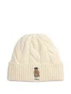 Polo Ralph Lauren Cream Polo Bear Wool Blend Beanie In Neutral