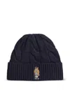 Polo Ralph Lauren Midnight Blue Wool Blend Beanie Hat In Blue
