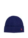 Polo Ralph Lauren Wool Blend Cable Knit Beanie Hat In Blue
