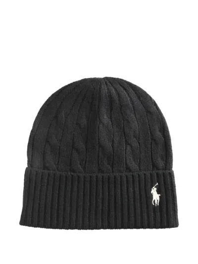 Polo Ralph Lauren Cable-knit Beanie Hat In Black