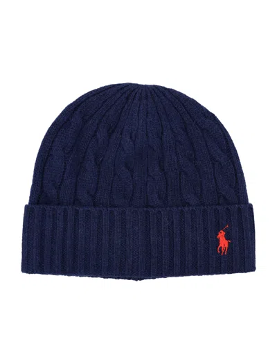 Polo Ralph Lauren Cable Knit Beanie In Navy