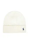 Polo Ralph Lauren Cream Cable Knit Hat With Turned-up Brim In White