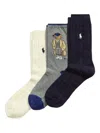 Polo Ralph Lauren Cable-knit Bear Sock Pack (pack Of Three) In Blue