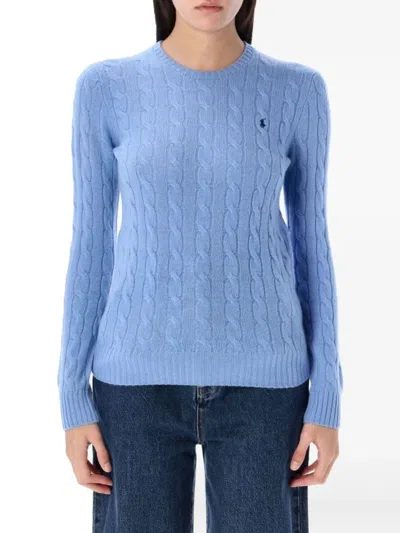 Polo Ralph Lauren Cable Knit Blue Wool-cashmere Pullover