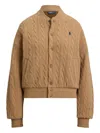 Polo Ralph Lauren Cable-knit Bomber Jacket In Nude