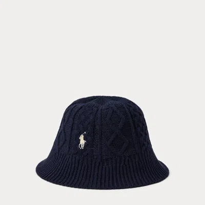 Polo Ralph Lauren Cable-knit Bucket Hat In Navy