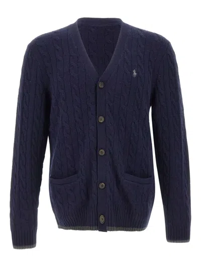 Polo Ralph Lauren Cable-knit Button Cardigan In Blue