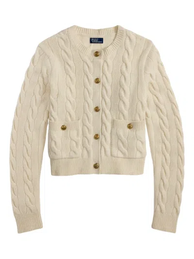 Polo Ralph Lauren Cable-knit Button-down Cardigan In Neutral