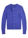 Polo Ralph Lauren Cable-knit Button-up Cardigan In Purple