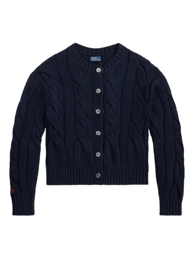 Polo Ralph Lauren Cable-knit Button-up Cardigan In Blue