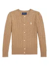 Polo Ralph Lauren Cable-knit Button-up Cardigan In Brown