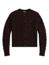 Polo Ralph Lauren Wool And Cashmere Cable Knit Cardigan In Burgundy