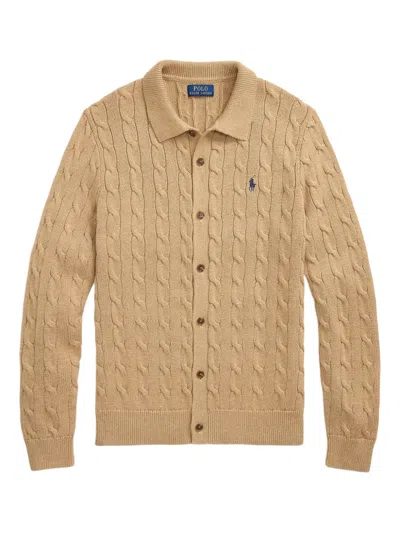 Polo Ralph Lauren Cable-knit Button-up Cardigan In Neutral