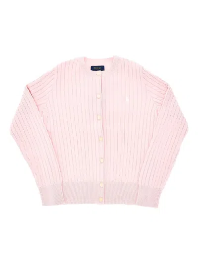 Polo Ralph Lauren Kids' Cable-knit Buttoned Cardigan In Pink