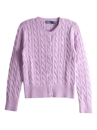 Polo Ralph Lauren Cable-knit Buttoned Cardigan In Purple