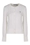 Polo Ralph Lauren Logo Contrast Knit Cardigan In White