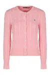 Polo Ralph Lauren Pink Polo Pony Round Neck Cardigan In Pink