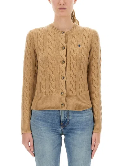 Polo Ralph Lauren Cable-knit Cardigan In Brown