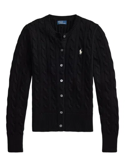 Polo Ralph Lauren Cable Knit Cardigan In Black