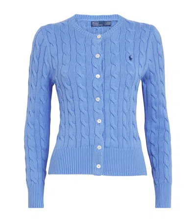 Polo Ralph Lauren Cable Knit Cotton Crew Neck Cardigan In New Litchfield Blue